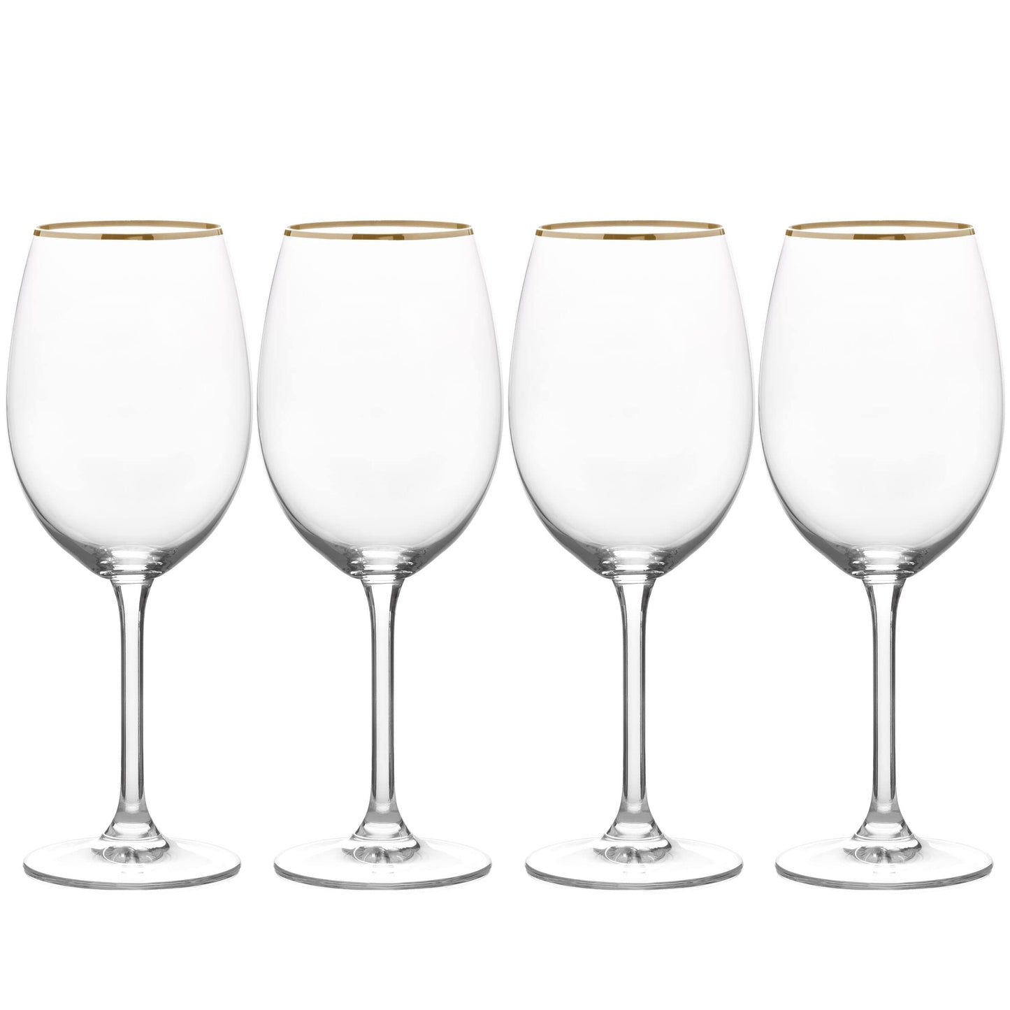 Mikasa Julie Gold Set of 4 White Wine Glasses, 16.5-Ounce, Clear