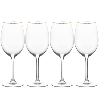 Mikasa Julie Gold Set of 4 White Wine Glasses, 16.5-Ounce, Clear