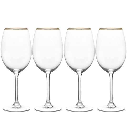 Mikasa Julie Gold Set of 4 White Wine Glasses, 16.5-Ounce, Clear