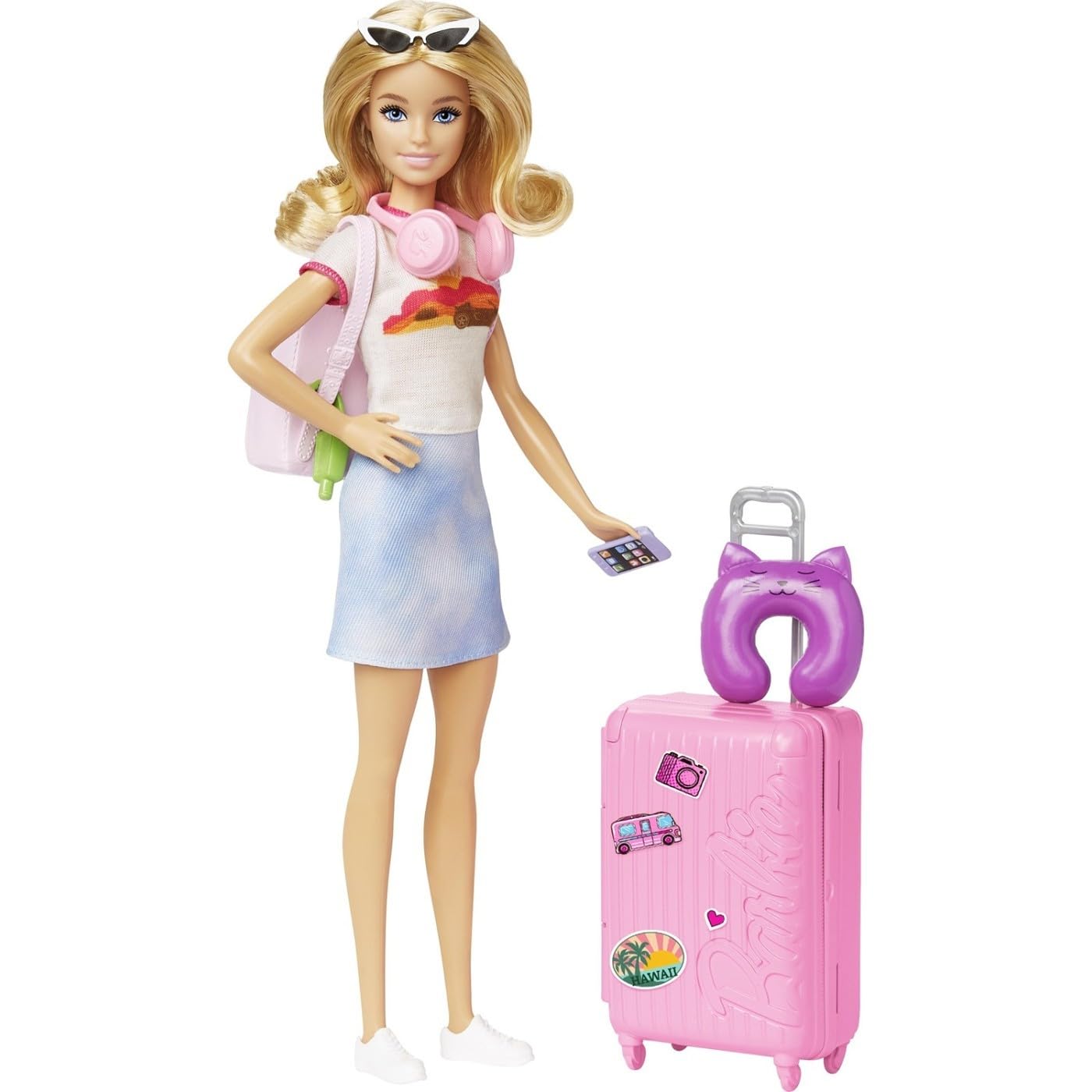 Barbie Doll & Accessories, Travel Set with Puppy and 10+ Pieces, Suitcase Opens & Closes, Malibu Doll with Blonde Hair