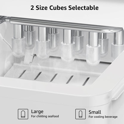 CEBORY Countertop Ice Maker, 9Pcs/6Mins, 36Lbs/24Hrs, Self-Cleaning Ice Machine with 2 Ice Scoop and Basket, One-Click Operation 2 Sizes of Bullet Ice, Portable Ice Maker for Home/Kitchen/Office/Bar