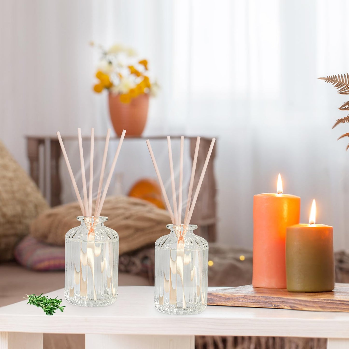 L'odeur Vill Reed Diffuser, 2Pack 12.2 Oz(360ml) Vanilla Scented Diffuser with 16 Sticks, Home Fragrance Essential Oil Reed Diffuser Set for Home Large Rooms Bathroom Shelf Decor