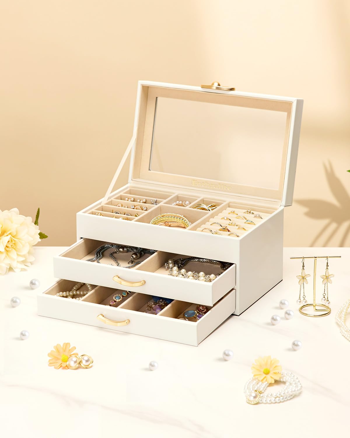Enthralite 2-Drawer Jewelry Box Organizer for Women