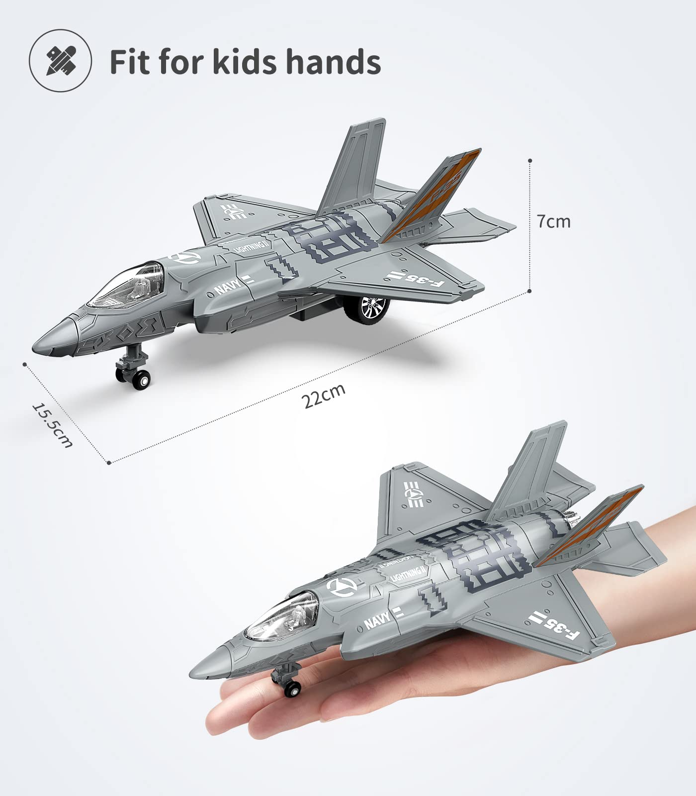 Geyiie Airplane Toys for Kids, Army Fighter Jet Diecast Plane Toys Helicopter for Boys Grils, Pull Back Airplanes with Light, Air Transport Toy Bomber Outdoor Gifts for Toddler Age 3-8 Easter Gifts