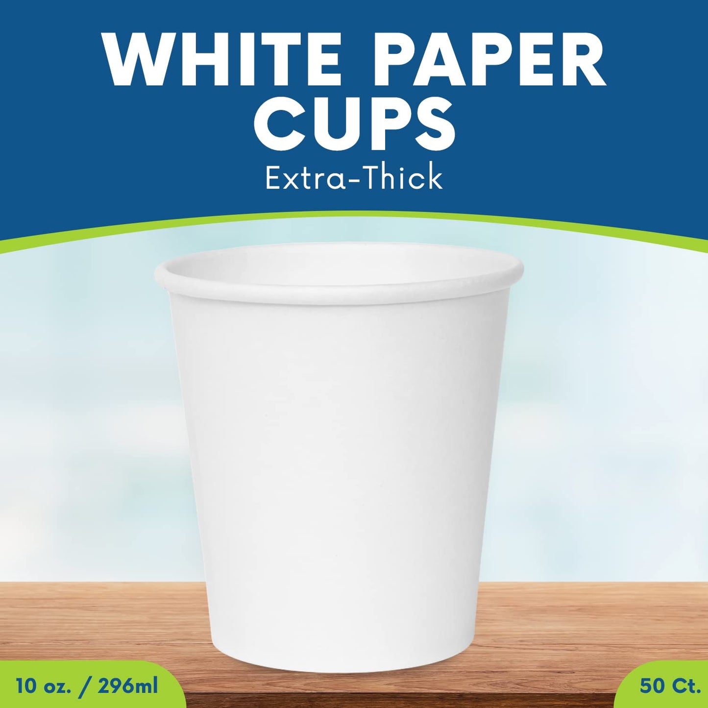 BESTYTY 10 Oz Coffee Cups - [50-Pack] Paper Cups For Hot and Cold Beverages - Hot Cups Suitable for Party, Travel, Picnic, Events, Office, Paper Cup Dispenser, Concession Stands, Convenience Stores