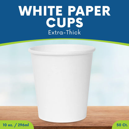 BESTYTY 10 Oz Coffee Cups - [50-Pack] Paper Cups For Hot and Cold Beverages - Hot Cups Suitable for Party, Travel, Picnic, Events, Office, Paper Cup Dispenser, Concession Stands, Convenience Stores