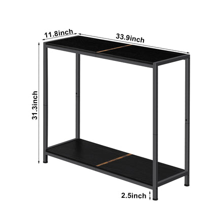 2 Tier Console Table, Couch Table, Narrow Sofa Table Entryway Table with Shelves, Entrance Table for Hallway, Living Room, Office, Foyer, Corridor, Black