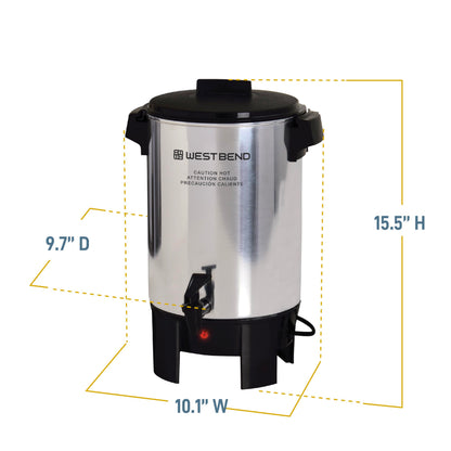 West Bend Coffee Urn with Automatic Temperature Control and Cup Per Minute Brewing
