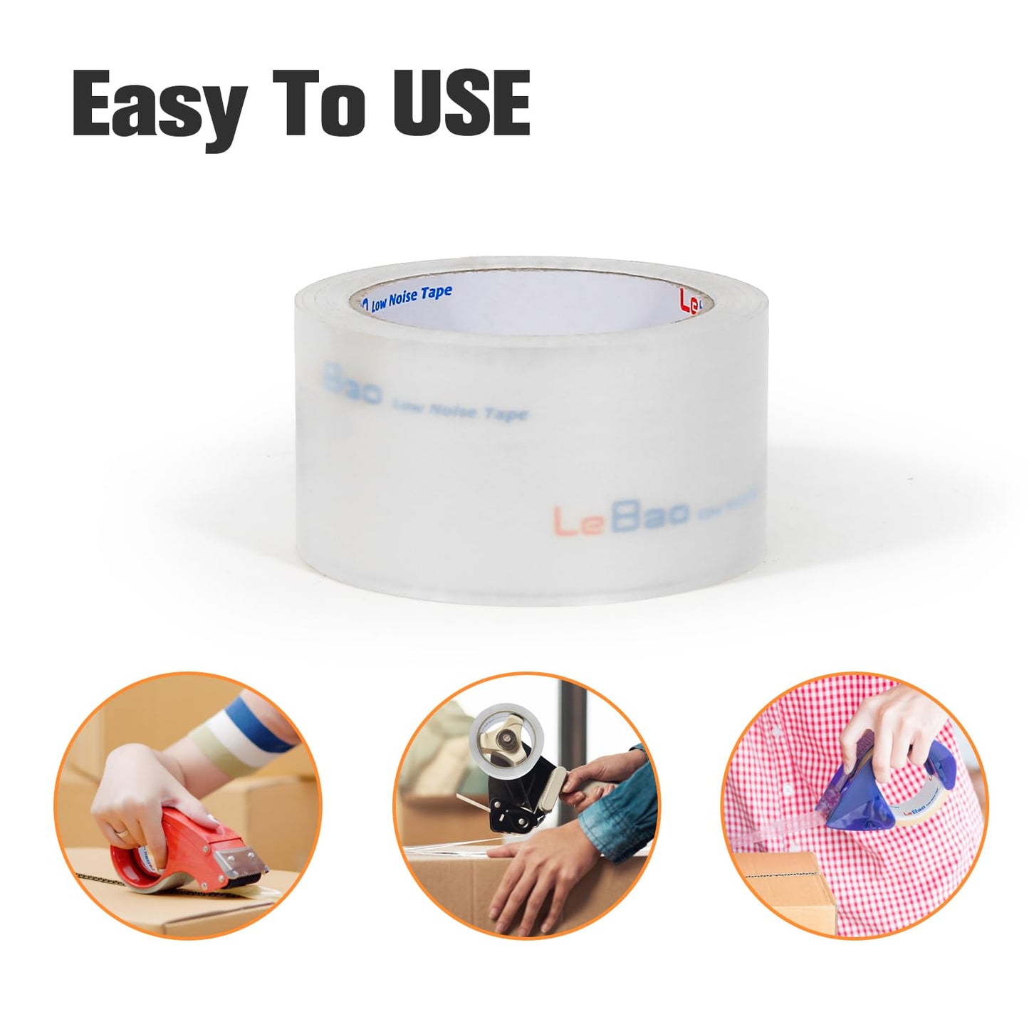 LeBao Noiseless Heavy Duty Packing Tape Rolls