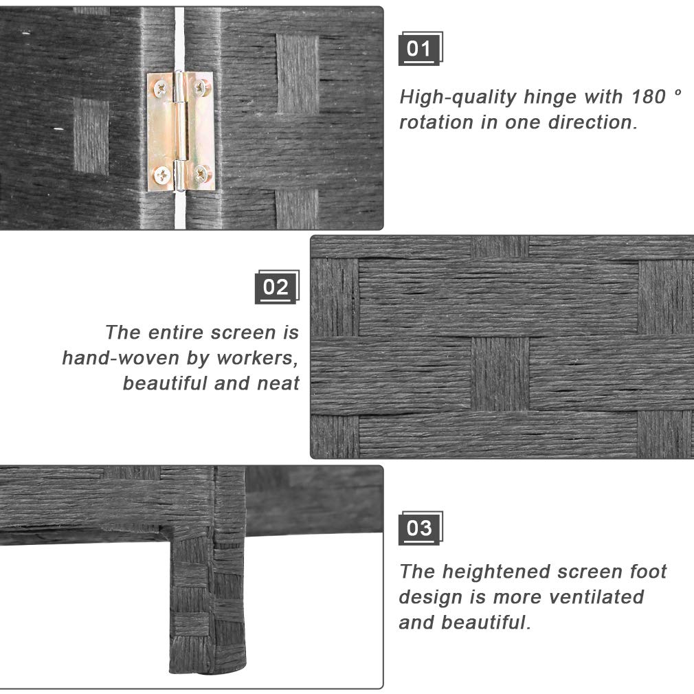 FDW 6 Panel Folding Wood Room Divider Screen