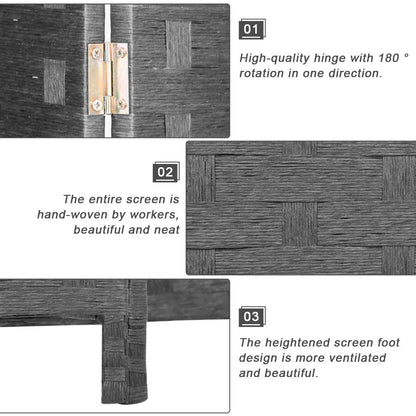 FDW 6 Panel Folding Wood Room Divider Screen