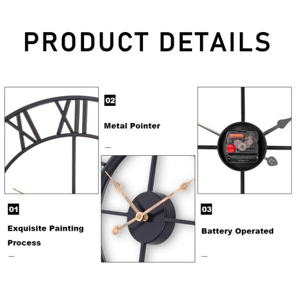 30-Inch Silent Metal Wall Clock for Decor
