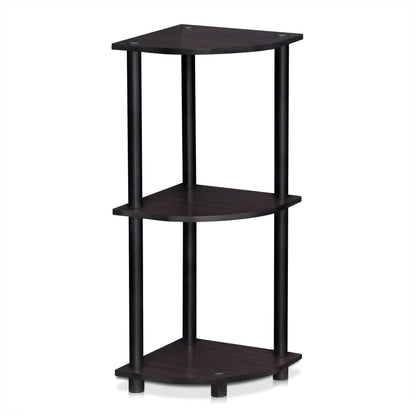 Furinno - 12077DWN Turn-N-Tube 3-Tier Corner Display Rack Multipurpose Shelving Unit, Dark Walnut