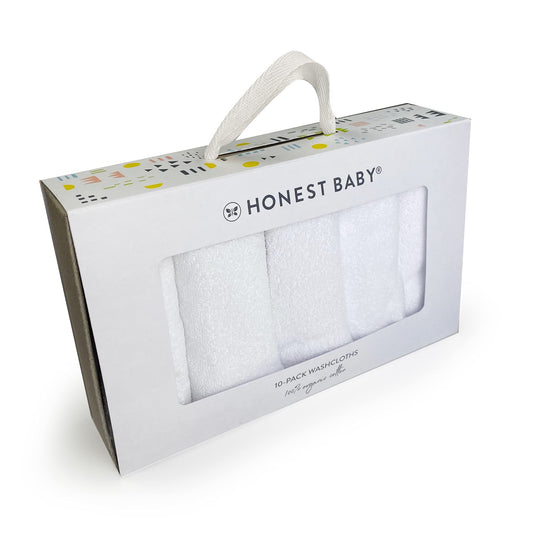 HonestBaby Organic Cotton Baby Wash Cloths 10-Pack