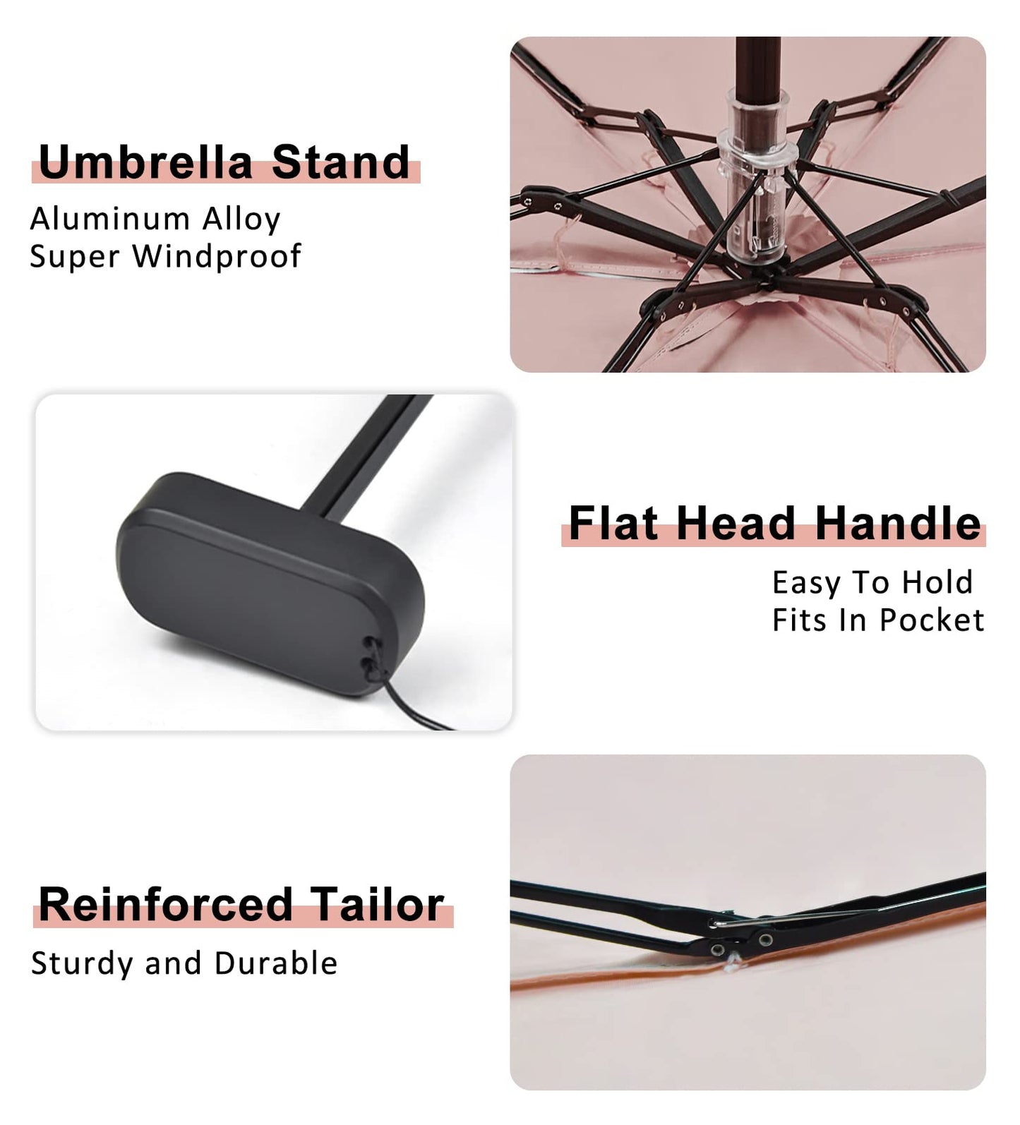 LEAGERA Mini Umbrella For Purse - UPF 50+ UV Blocker Sun Protection Umbrella, Small Micro Travel Parasol Design for Women, Black