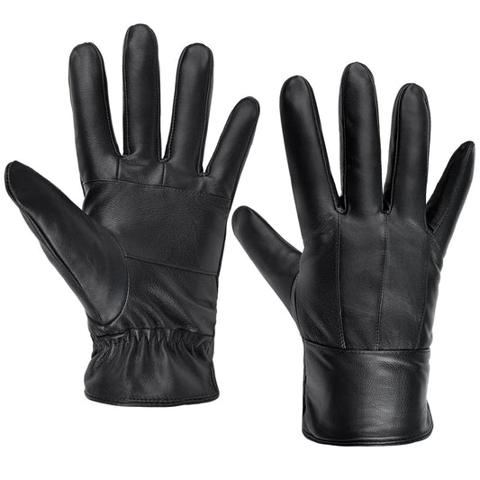 Harssidanzar Men's Warm Leather Winter Gloves