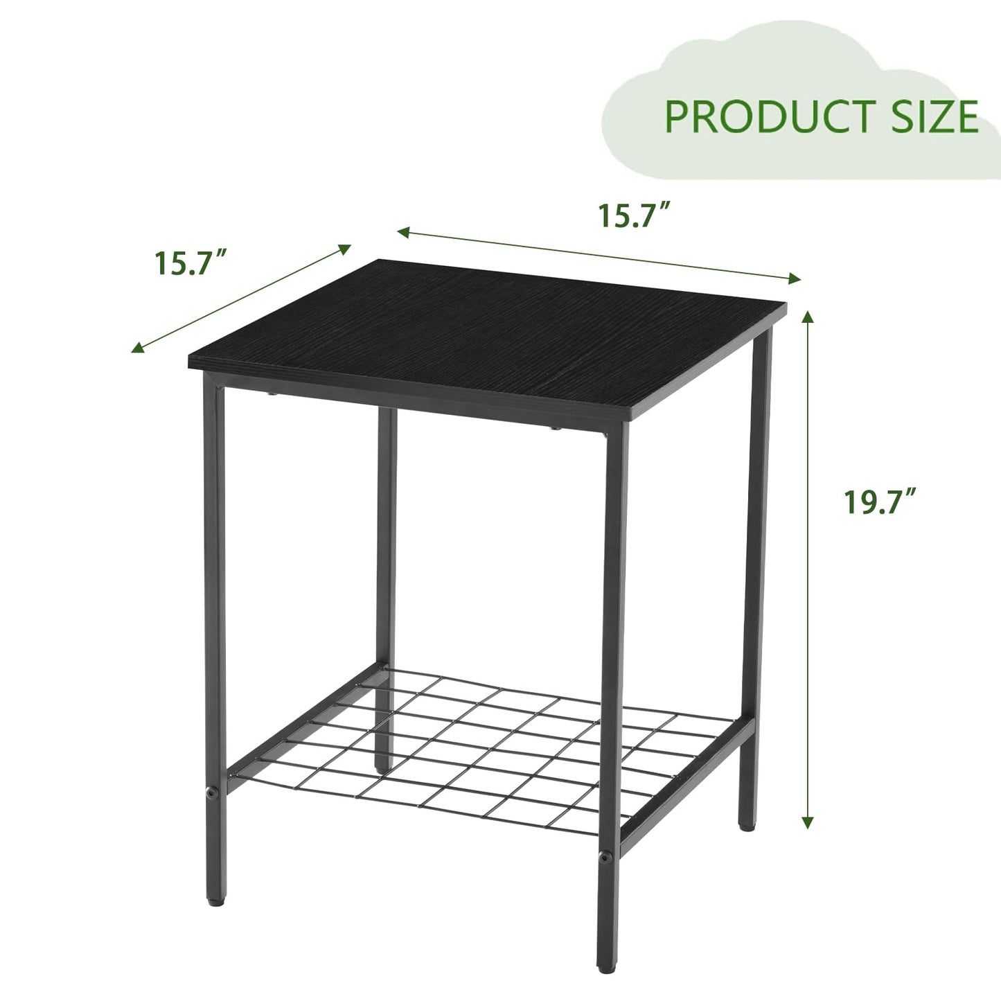 2-Tier Wooden End Table for Living Room