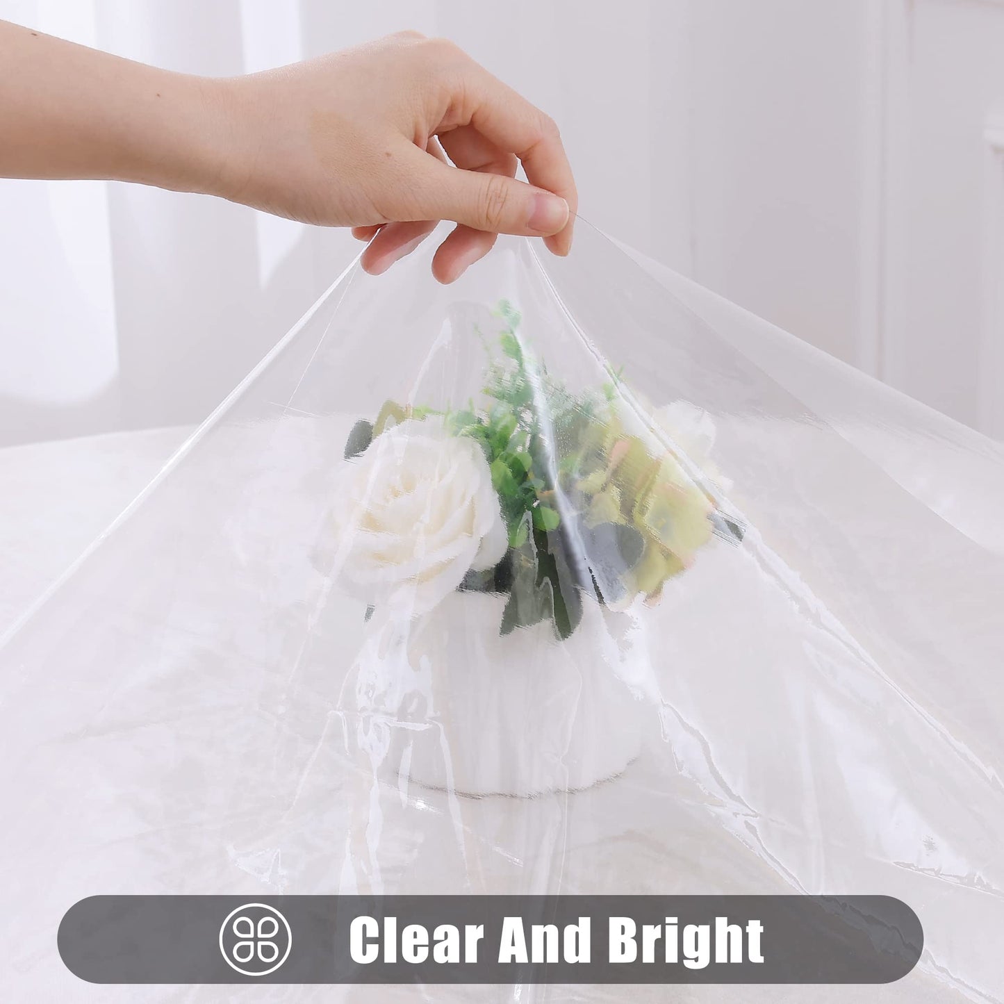 smiry Clear Plastic Table Cloth 60x84 Inch, Waterproof Vinyl Rectangle Tablecloth Protector, Oil Spill Proof Wipeable Transparent Tablecloths Cover for Dining, Picnic, Camping, Outdoor