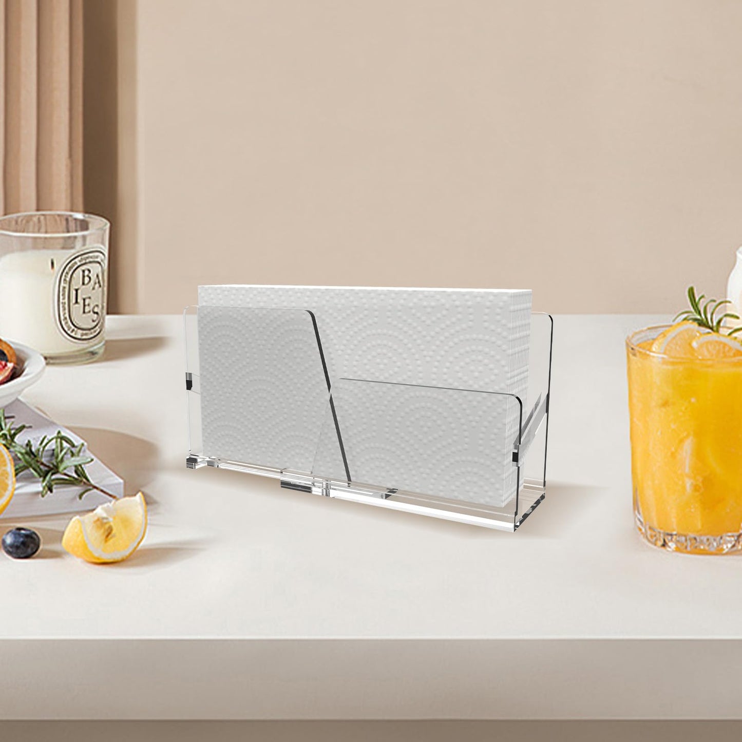 popbricks Acrylic Guest Towel Napkin Holder,Clear Paper Hand Towels Storage Tray Modern Buffet Napkin Caddy, WM109