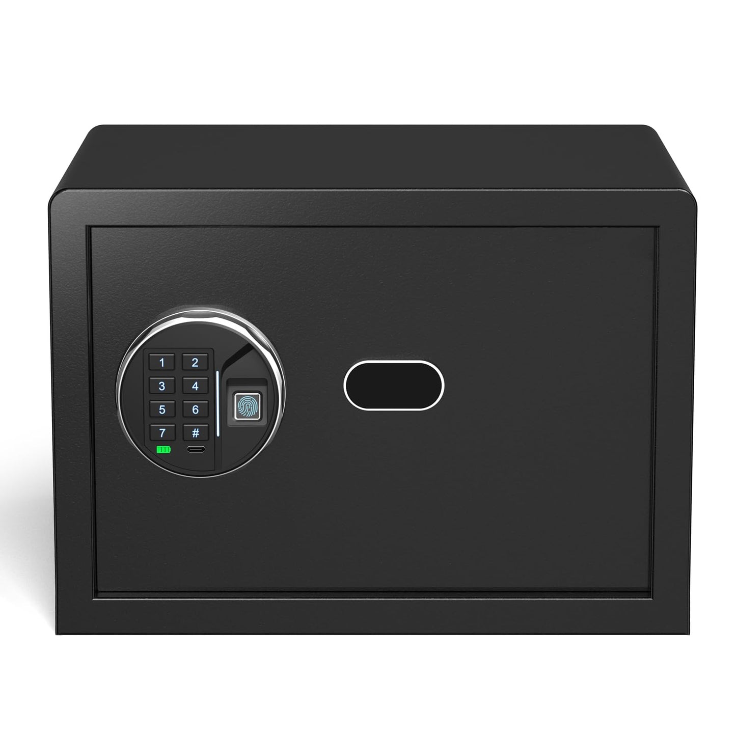 Grimtron Fingerprint Safe - (0.80 cu. ft.) Biometric Safe Box with Silent Mode Small Safe with Backlit Keypad and LED Light, Smart Jewelry Safe, Caja Fuerte with Anti-Rust Closet Safe with Anti-Theft