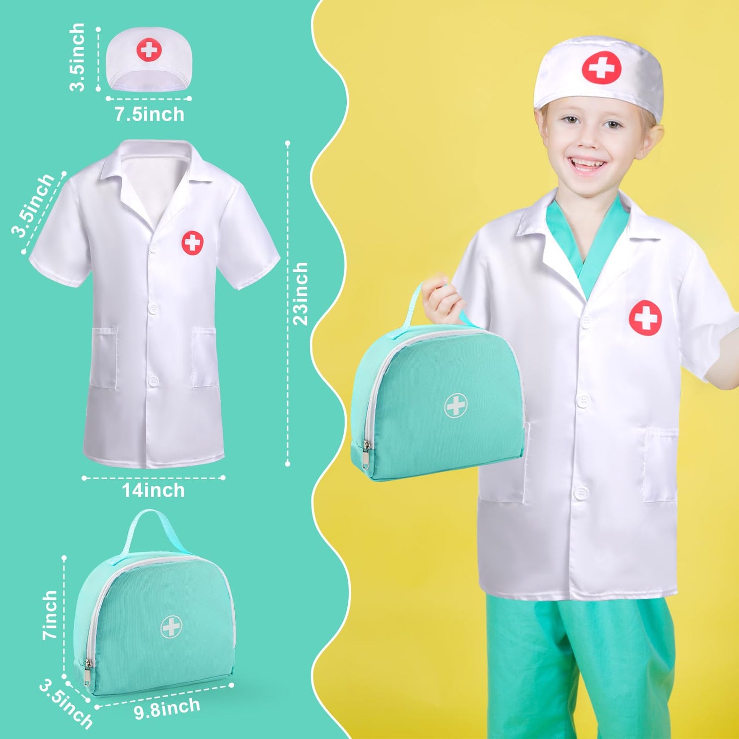 pataoli Doctor Kit for Kids,39 Pcs Pretend Play Doctor Set,Doctor kit for Toddlers 3-5 with Medical Bag,Stethoscope,Dress Up Costume and Wooden Accessories,Fun Role Playing Game