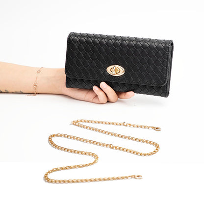 U+U Crossbody Bags for Women, PU Leather Small Shoulder Handbags Wallet Purse with Removebale Chain and Credit Card Slots (Black)