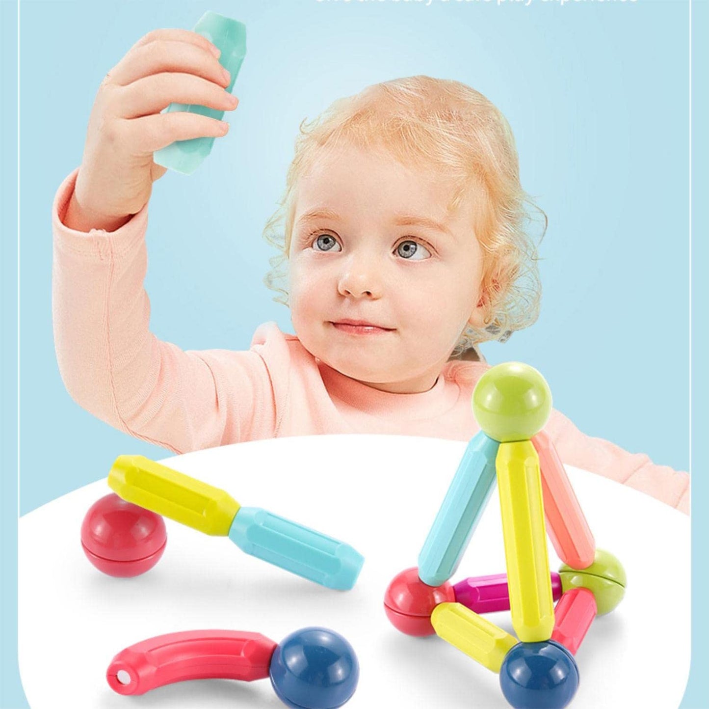 Salunhey Magnetic Building Sticks Montessori Toys for Toddler Kids,Preschool Sensory Educational Blocks Balls and Rods Set for 3+ Year Old Boys Girls Birthday Gift