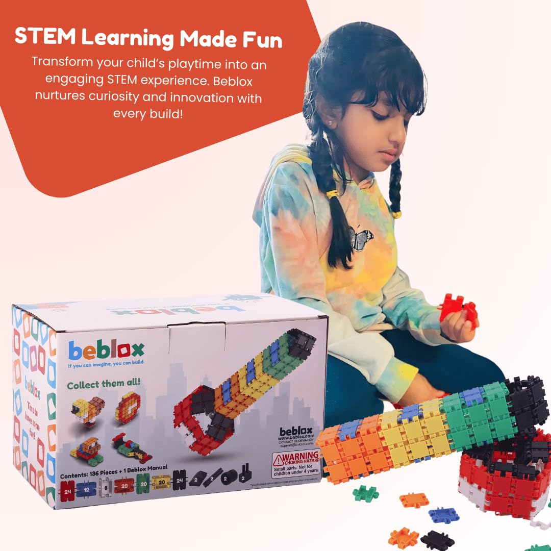 BEBLOX Building Blocks Rocket Set - Building Toys for Kids Ages 4-8 - Learning & Educational Fun Stem Toys - Birthday Gifts for Boys & Girls Age 4 5 6 7 8 9 10 11 & 12 Year Old Toys