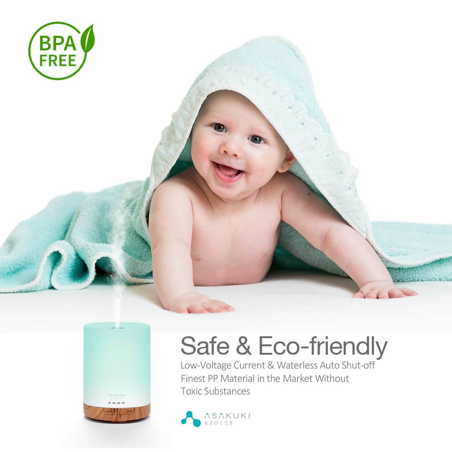 ASAKUKI 300ML Essential Oil Aroma Diffuser