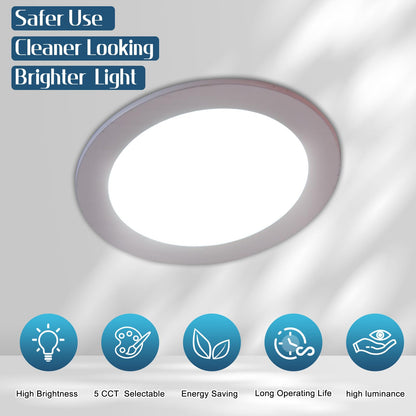 YRPOPP 12 Pack 6 Inch Led Recessed Lights with Junction Box 1100LM Brightness LED Ceiling Light 5CCT Dimmable Recessed Led Lights for Ceiling, 12W Eqv 120W
