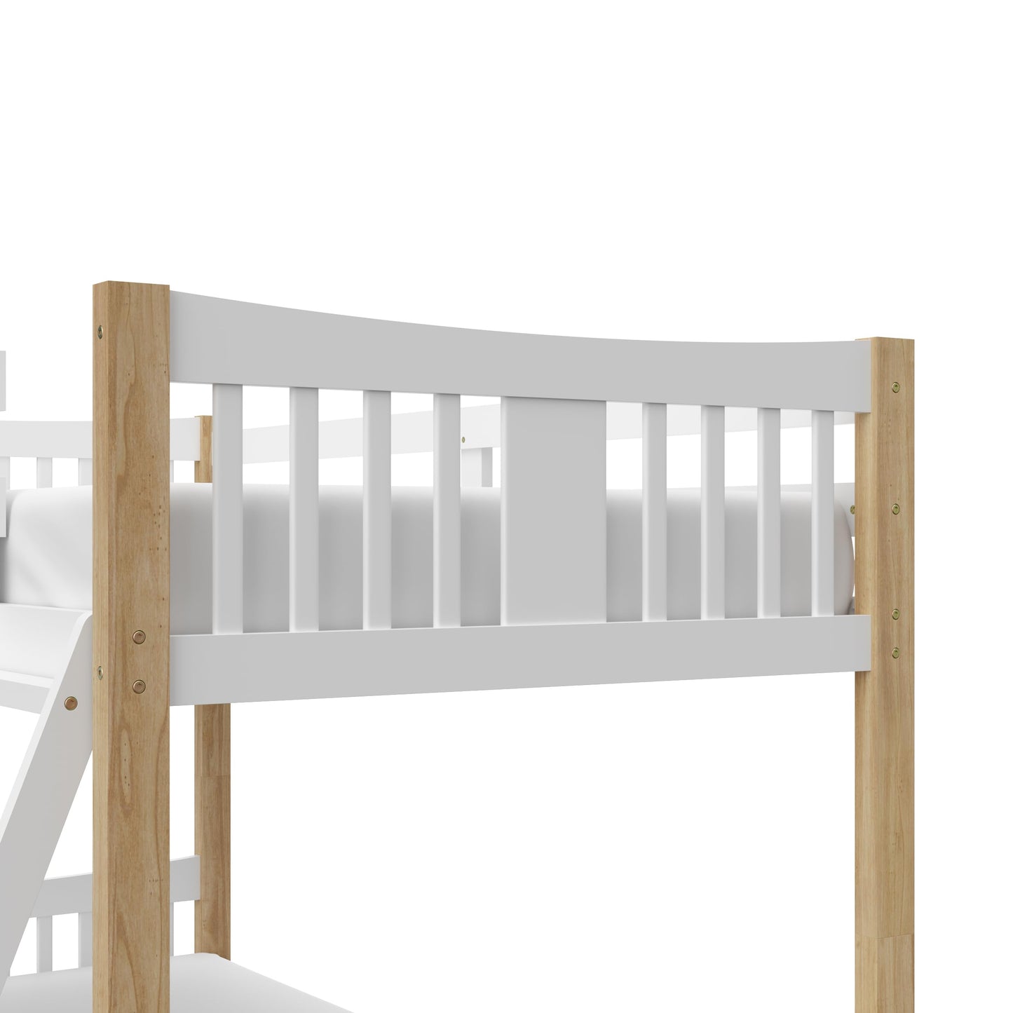 Storkcraft Caribou Twin-Over-Twin Bunk Bed (White with Natural) – GREENGUARD Gold Certified, Converts to 2 Individual Twin beds