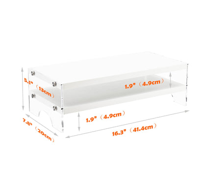 VONDETYR Acrylic Monitor Stand Riser with Storage, Desk Organizer Desktop Printer Laptop Storage Shelf(White)