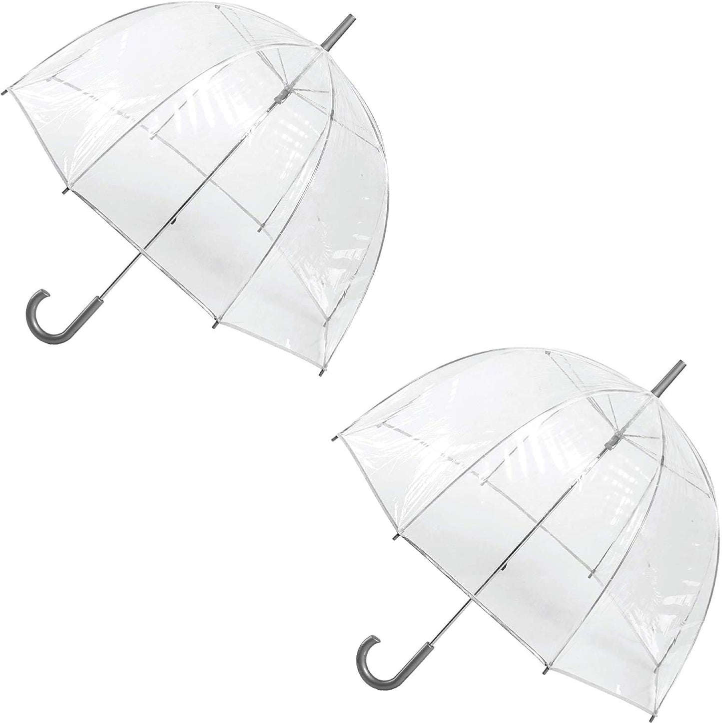 totes Adult Clear Bubble Umbrella with Dome Canopy, Lightweight Design, Wind and Rain Protection Umbrella, Clear - 2pk, Adults - 51" Canopy