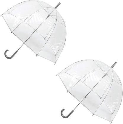 totes Adult Clear Bubble Umbrella with Dome Canopy, Lightweight Design, Wind and Rain Protection Umbrella, Clear - 2pk, Adults - 51" Canopy
