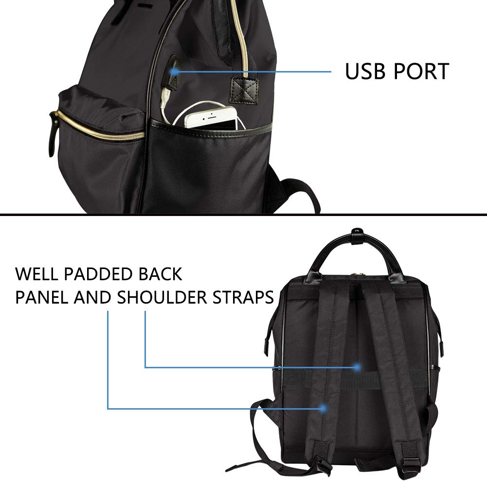 KROSER Laptop Backpack 15.6 Inch Stylish Backpack Doctor Bag Water Repellent College Casual Daypack with USB Port Travel Business Work Bag for Men/Women-Black