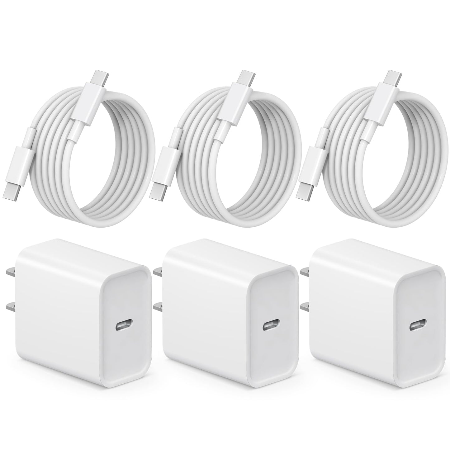 Fast Charging USB C Charger 3-Pack with Cable