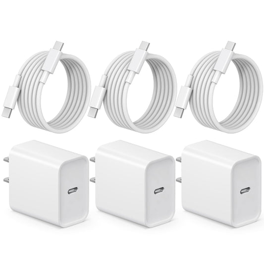 Fast Charging USB C Charger 3-Pack with Cable