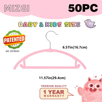 MIZGI Velvet Baby Hangers 50-Pack Non-Slip
