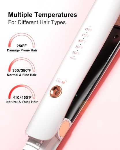 K&K 1 Inch Ceramic Flat Iron Hair Straightener