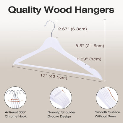 FairyHaus Wooden Hangers 30 Pack with Swivel Hooks