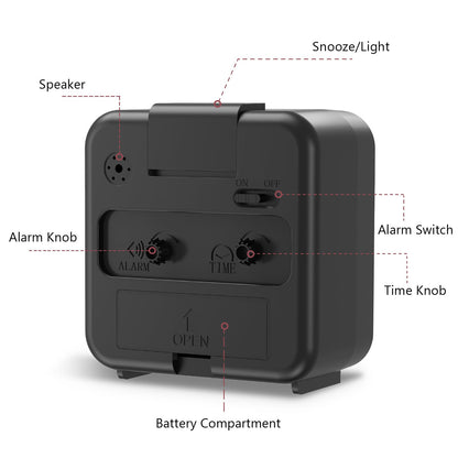 Battery Operated Analog Alarm Clock with Snooze