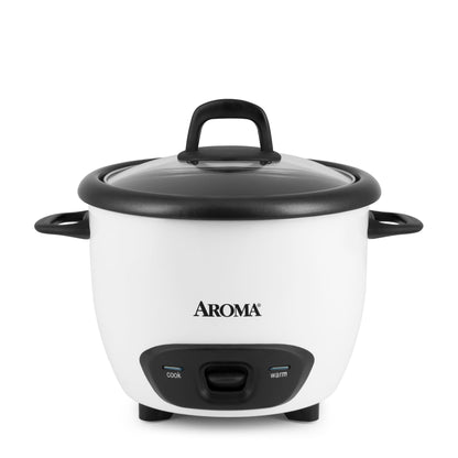 Aroma 6-Cup Pot-Style Rice Cooker, White