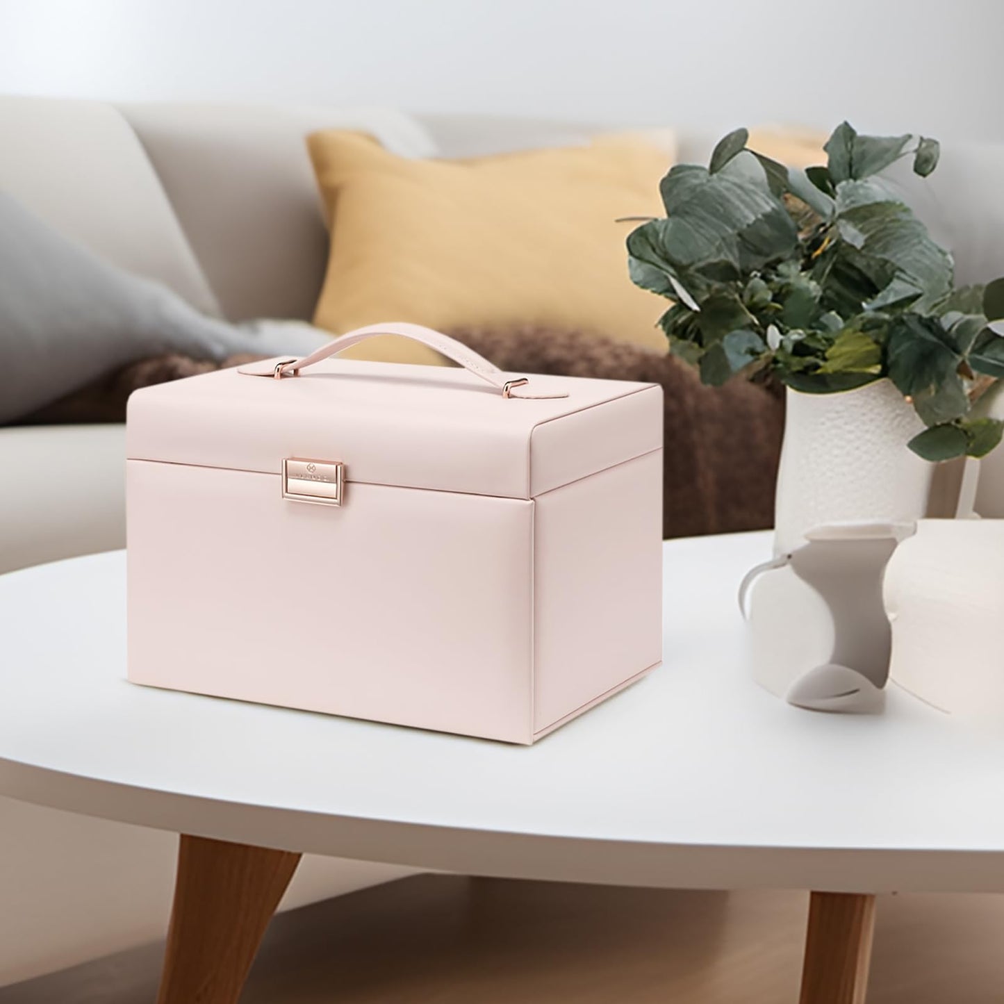 Vlando Pink Leather Jewelry Box Organizer
