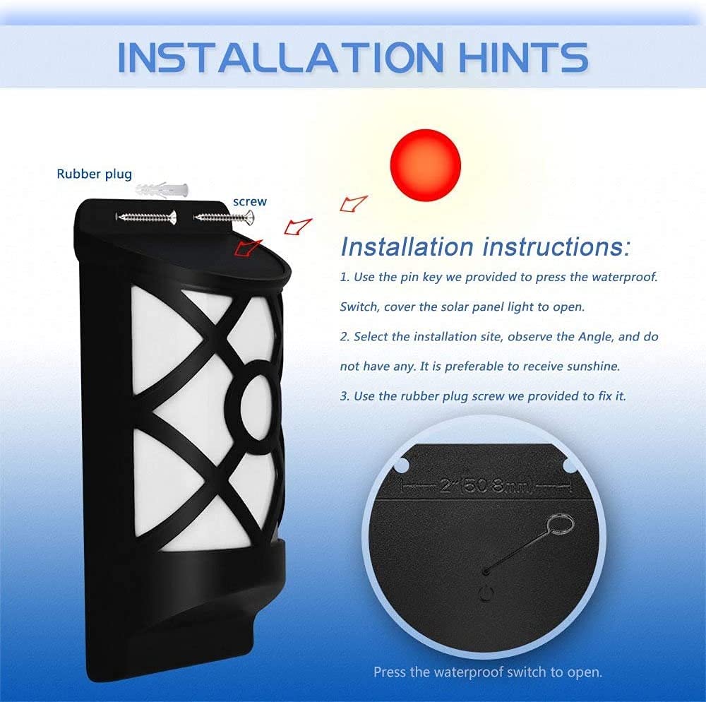 Solar Flame Lights Outdoor Waterproof Flickering LED