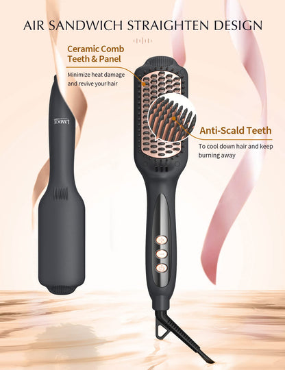 LANDOT Hair Straightening Brush with Dual Voltage