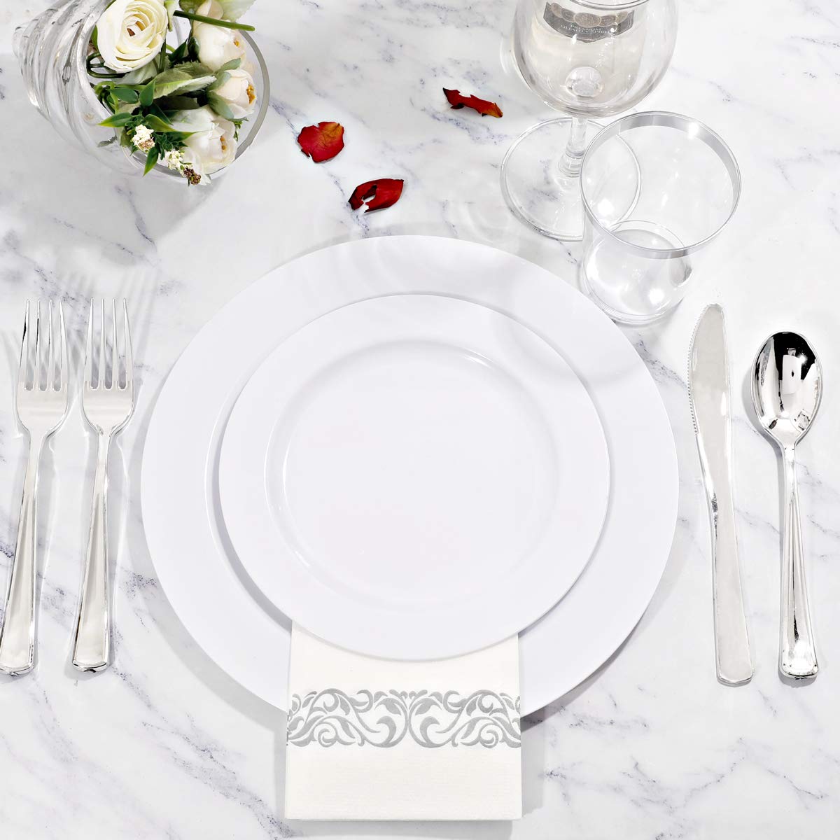 350-Piece Disposable Plates, Silverware & Cups Set For 50