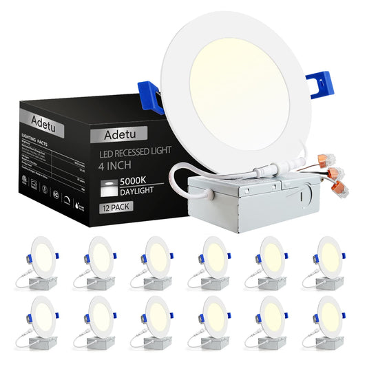 Adetu 12 Pack Dimmable LED Recessed Lights