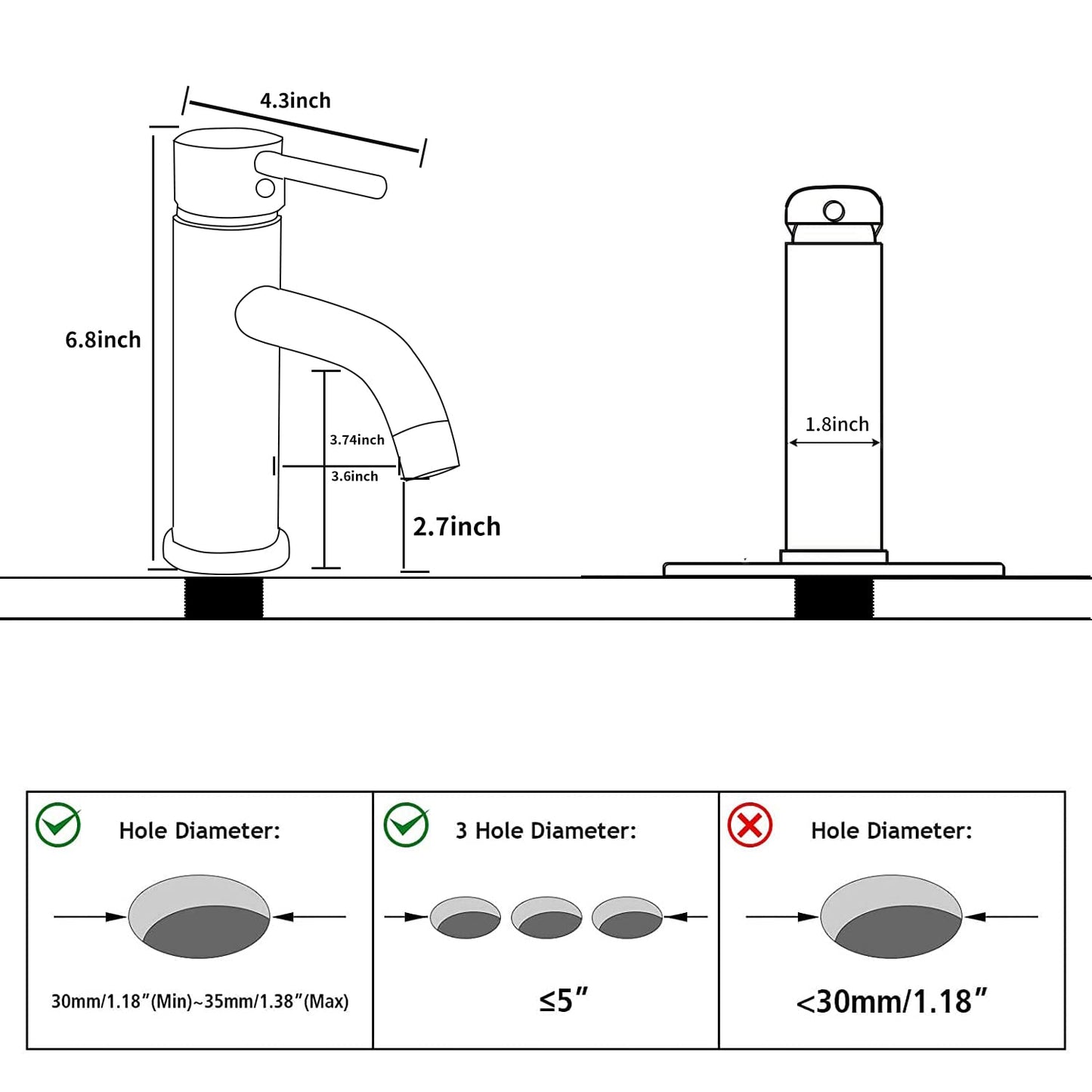 Chrome Single Handle Bathroom Sink Faucet with Drain