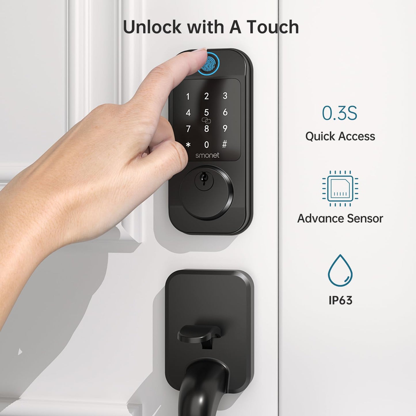 SMONET WiFi Deadbolt Fingerprint Keyless Lock