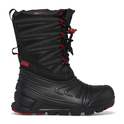 Merrell Snow Quest Lite 3.0 Waterproof Boot, Black/Grey/Red, 3 US Unisex Big Kid